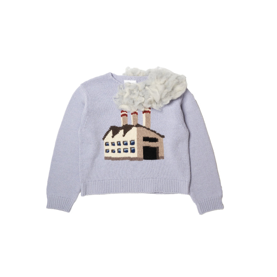 【doublet 26AW,】 
SMOKING FACTORY INTARSIA KNIT PULLOVER BLUE