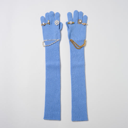 【doublet 26AW,】 
JEWELRY ATTACHED LONG
GLOVES/ BLUE
