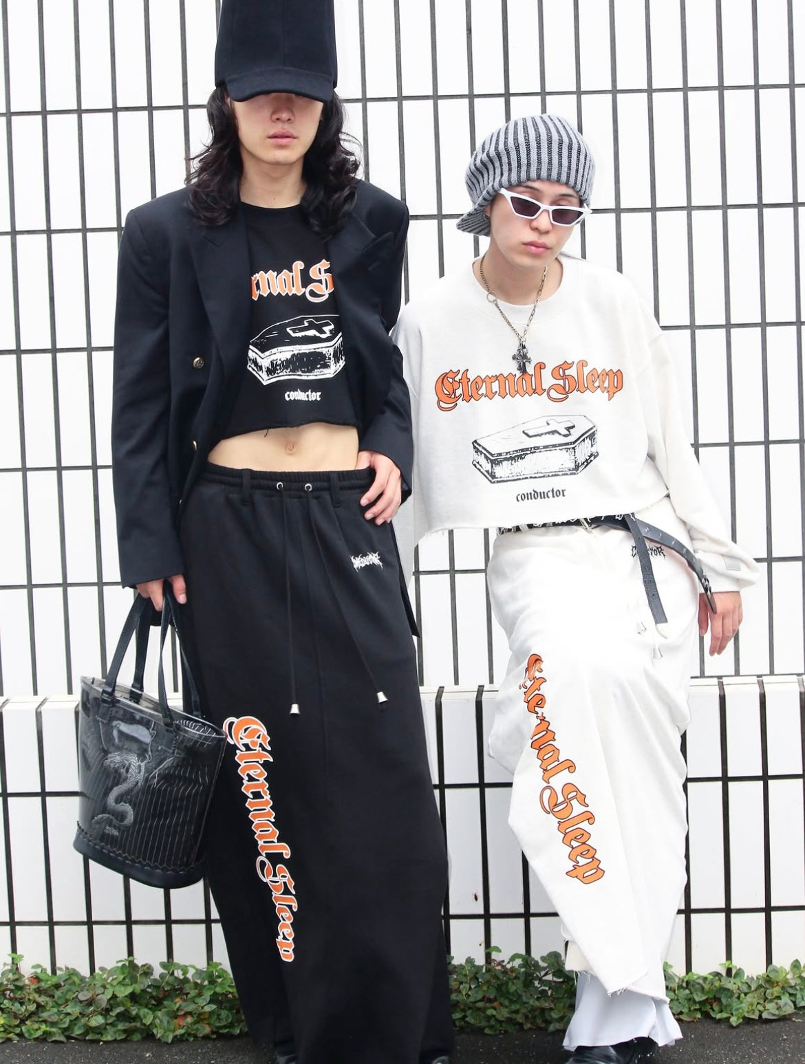 【el conductorH 26AW,】COTTON JERSEY CROPPED SWEATER SET(LONG SKIRT) / BLACK