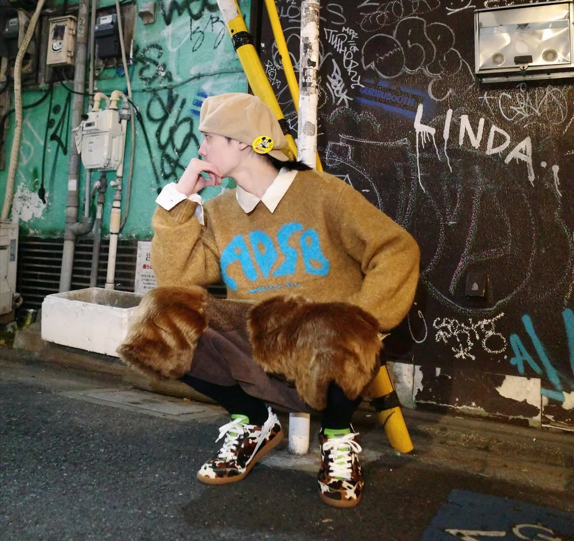 【Andersson Bell 26SS,】FAUX FUR PATCHWORK SHORTS