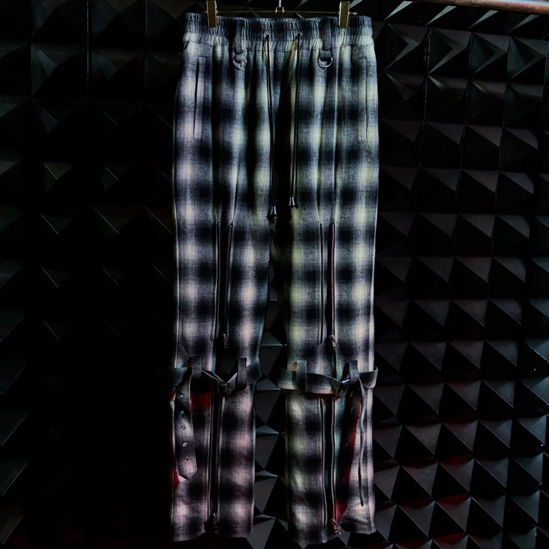 【el conductorH 26AW,】COTTON FLANNEL CHECK BONDAGE TROUSERS / BLACK