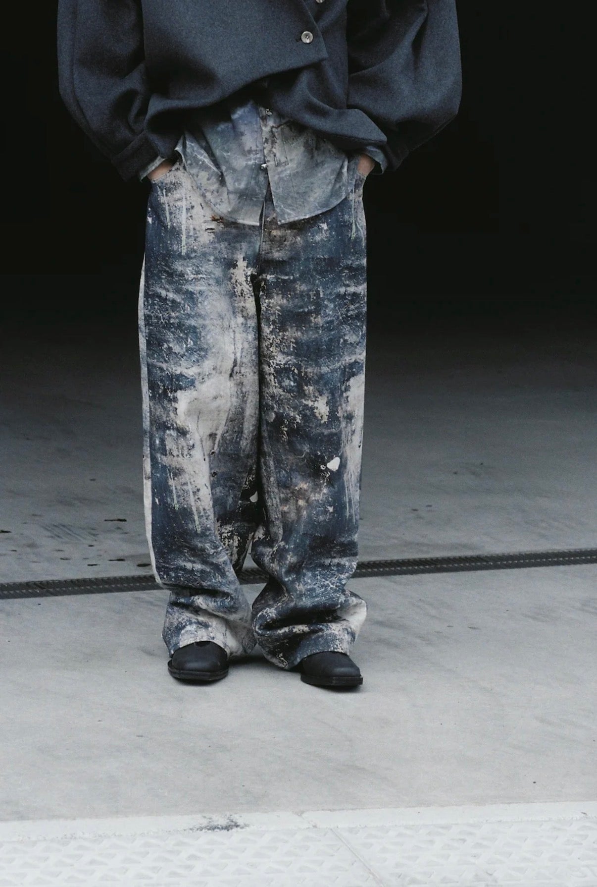 【MIKAGE SHIN 26aw,】Urban Rusts Sabi Denim Pants (Navy,Green)