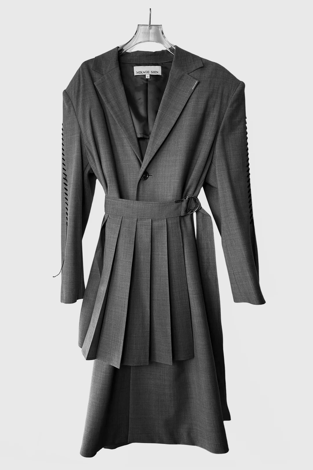 【MIKAGE SHIN 26aw,】Pleats Belt Puff Sleeve Coat Dress