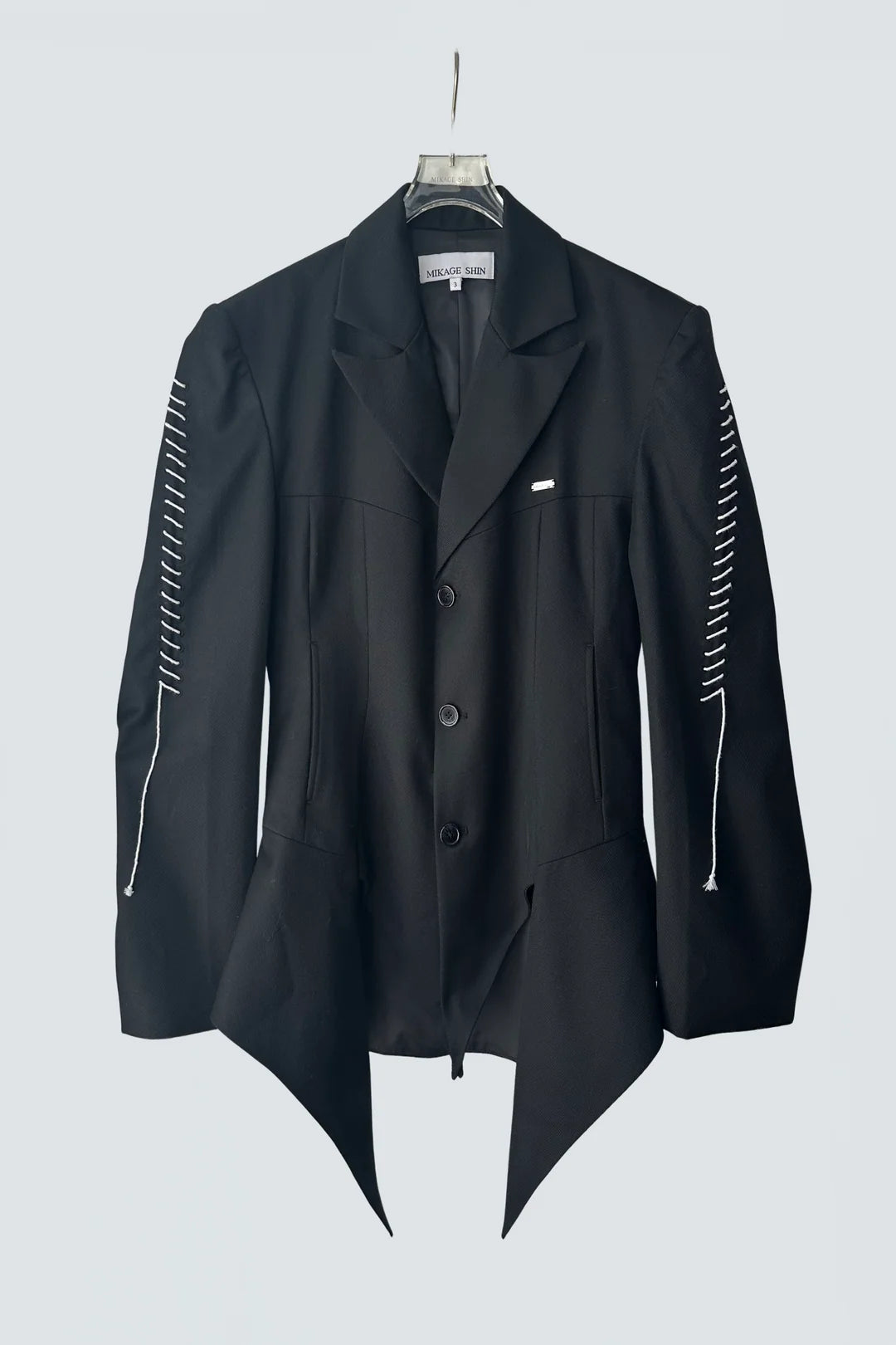 【MIKAGE SHIN 26aw,】Peaked Flare Layered Jacket & Pleats Belt Flare Pants / Black