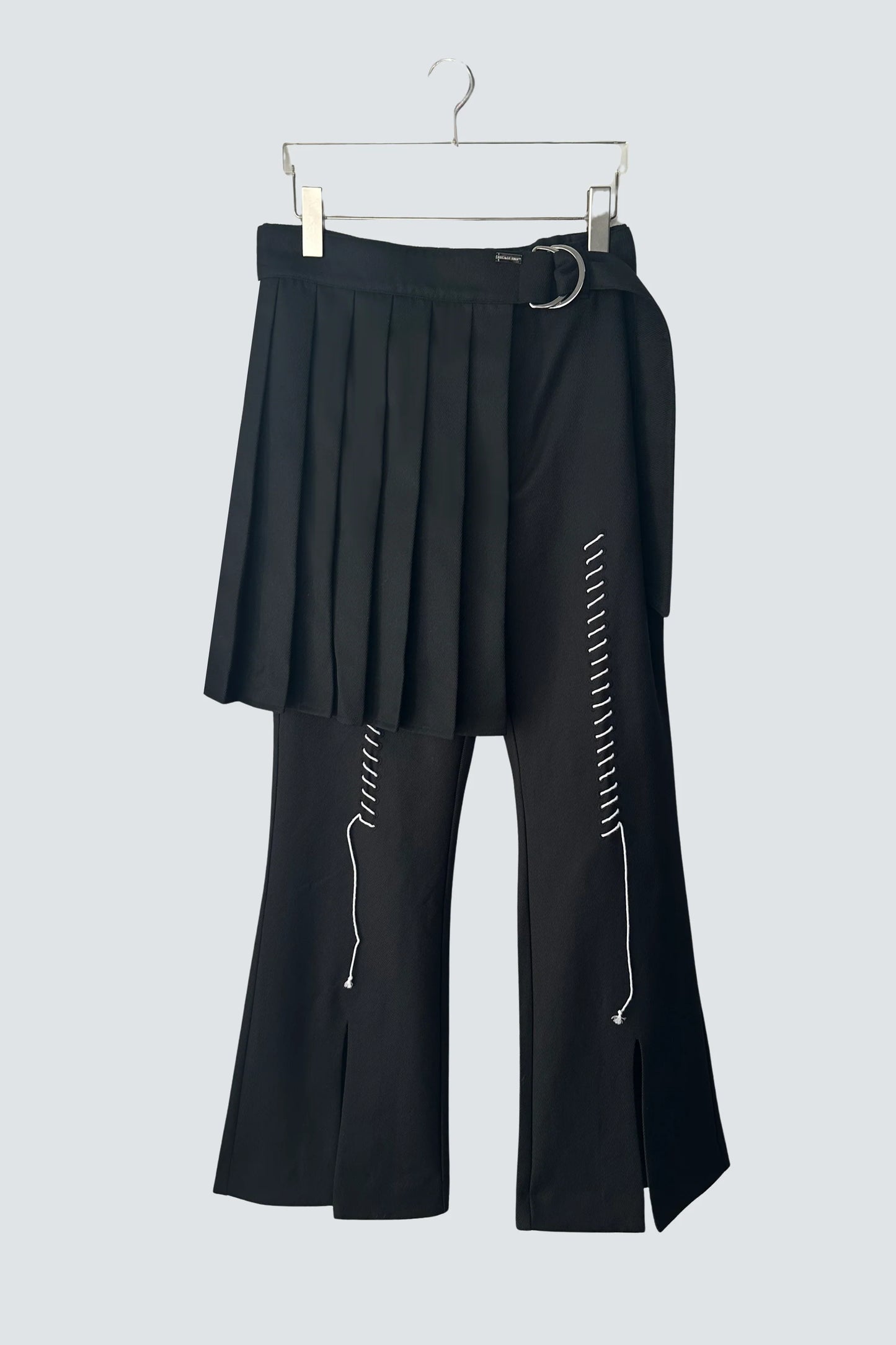 【MIKAGE SHIN 26aw,】Peaked Flare Layered Jacket & Pleats Belt Flare Pants / Black