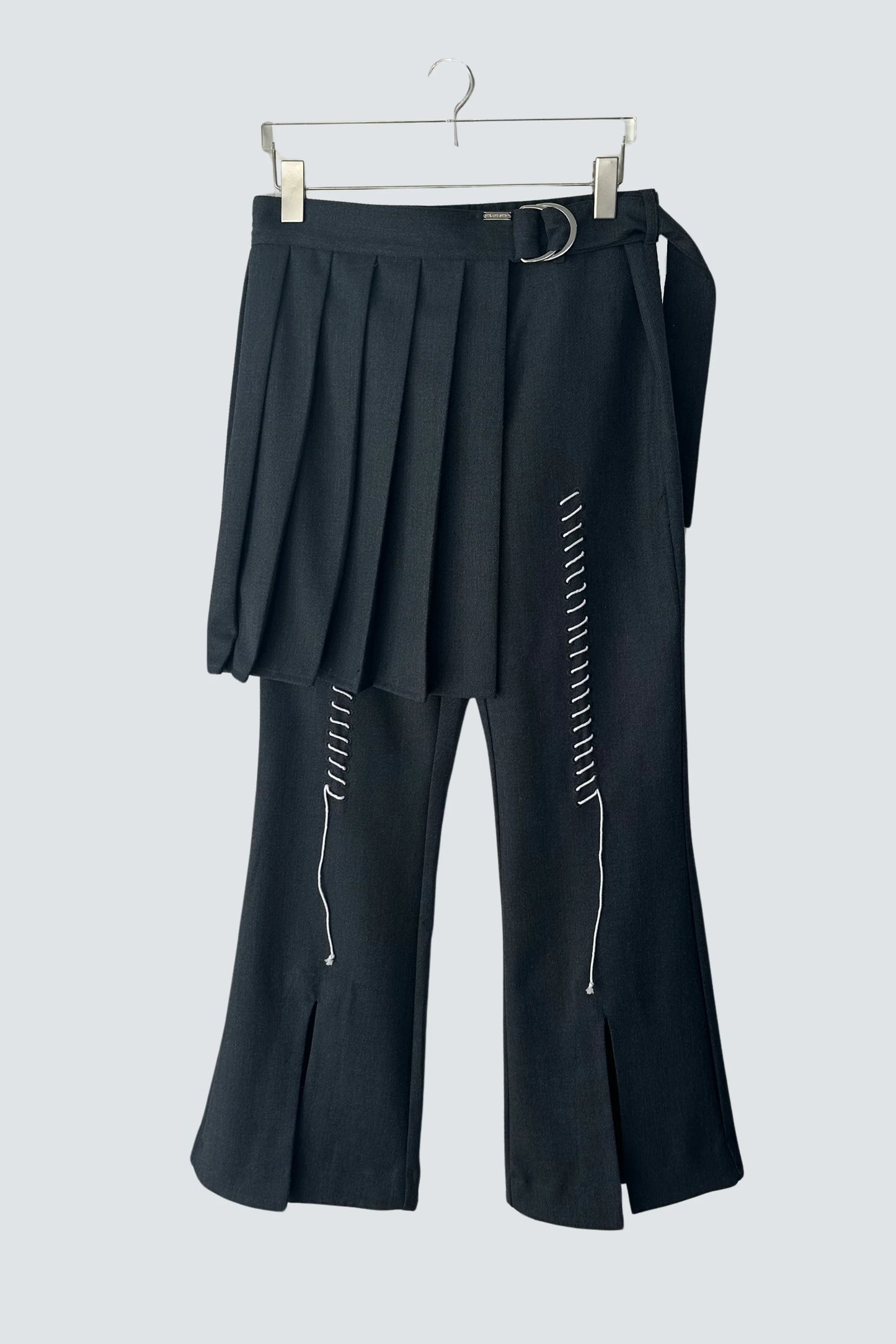 【MIKAGE SHIN 26aw,】Peaked Flare Layered Jacket & Pleats Belt Flare Pants / Gray