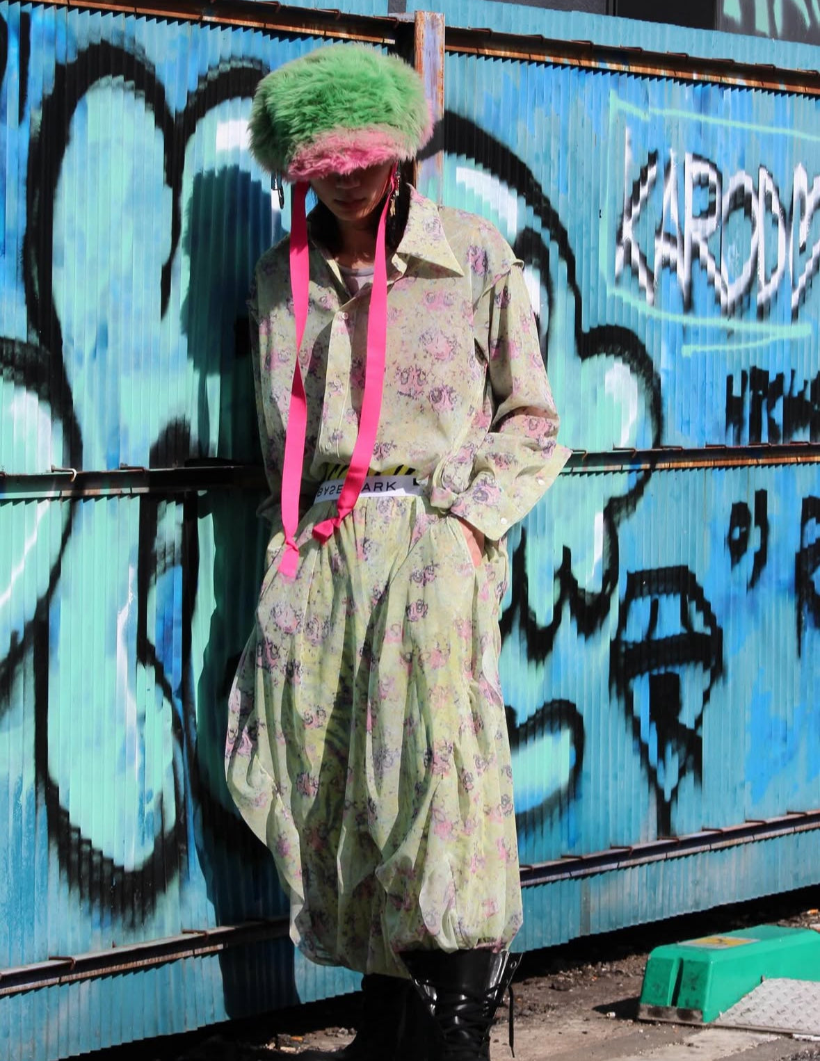 【BASE MARK 26SS,】Print Tulle Asymmetry Shirt & Print Tulle Pants