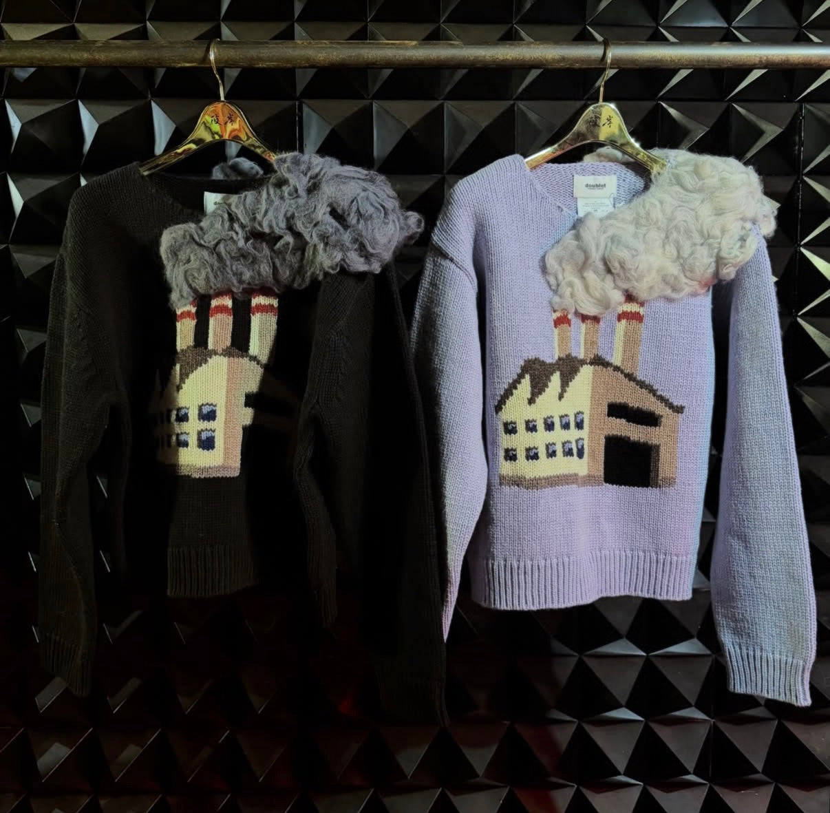【doublet 26AW,】 
SMOKING FACTORY INTARSIA KNIT PULLOVER BLUE