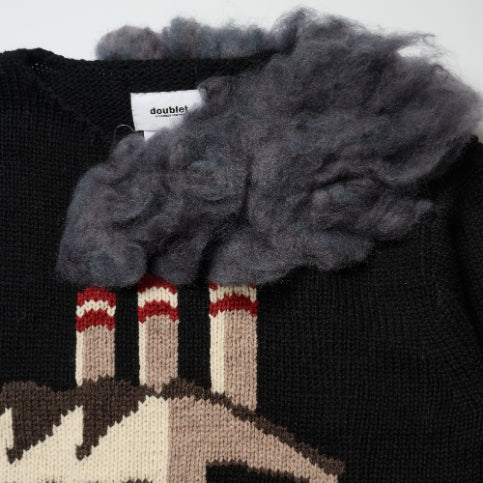 【doublet 26AW,】 
SMOKING FACTORY INTARSIA KNIT PULLOVER BLACK