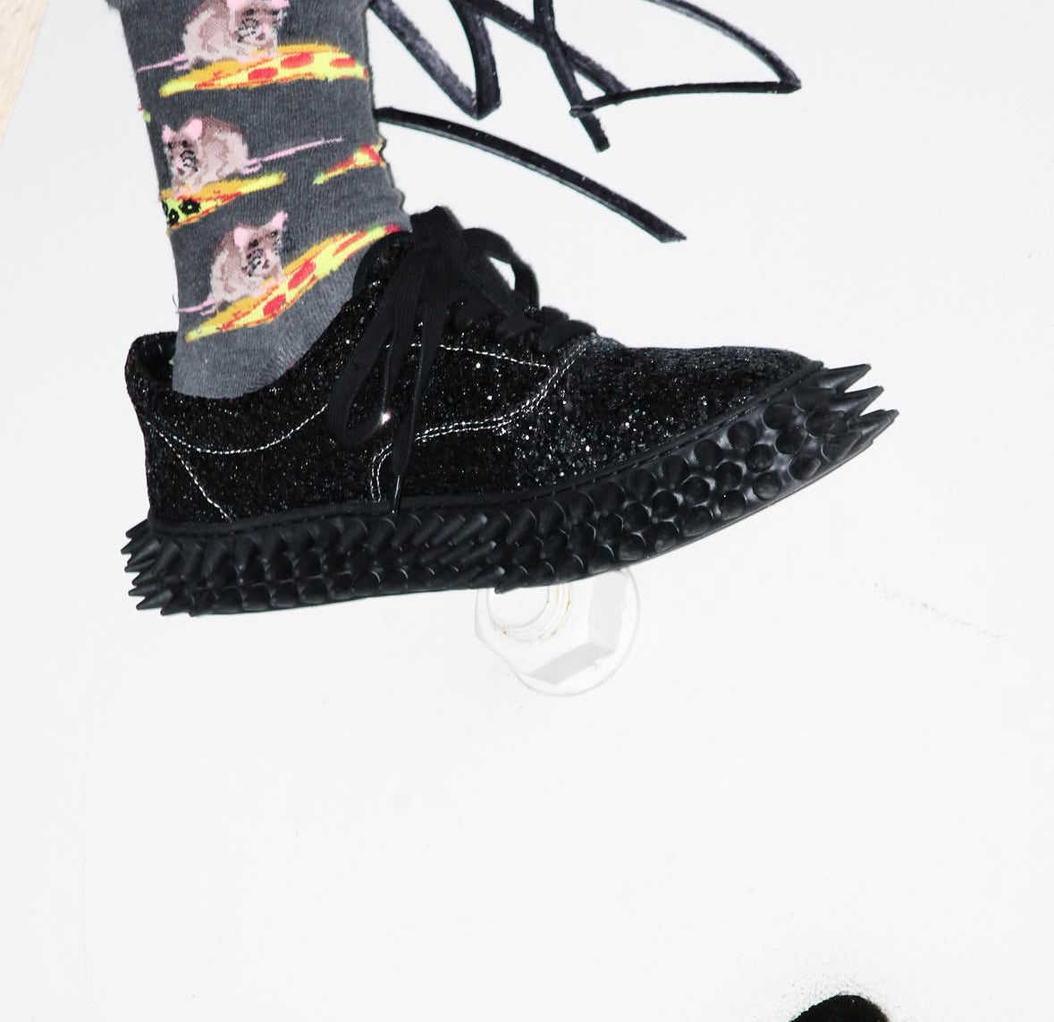 【doublet 26AW,】 GLITTER SPIKE SNEAKER/ BLACK