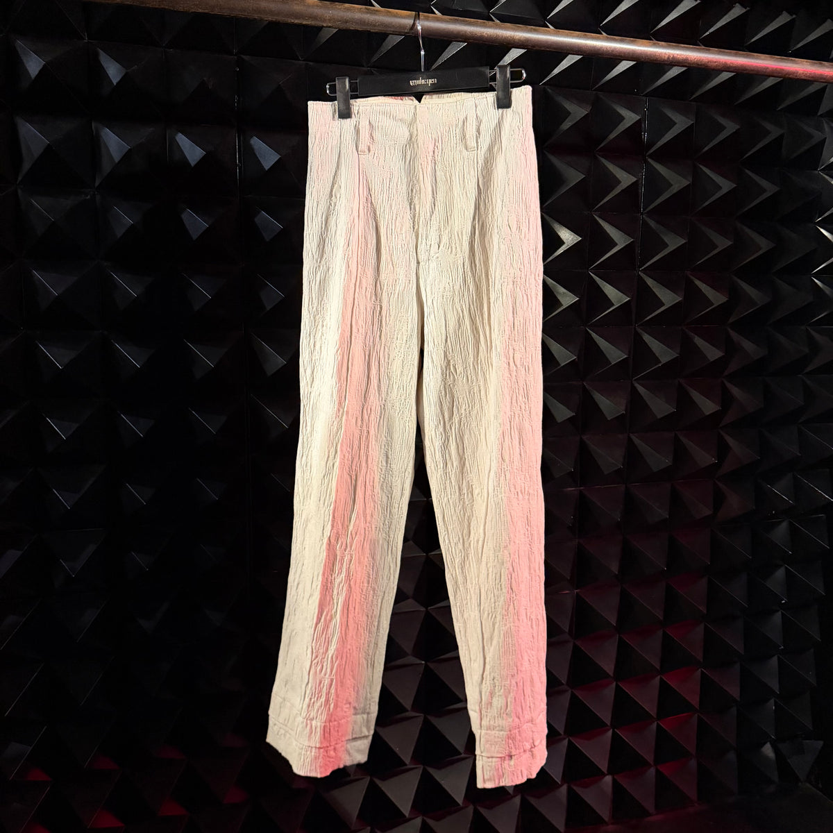 【mukcyen26AW,】eroded jacquard trousers / white / black
