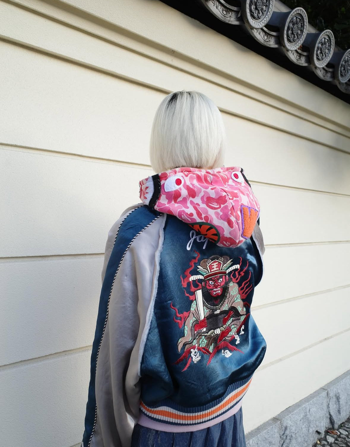 【el conductorH 25AW,】CROPPED YAMA KING EMBROIDERED SOUVENIR JKT