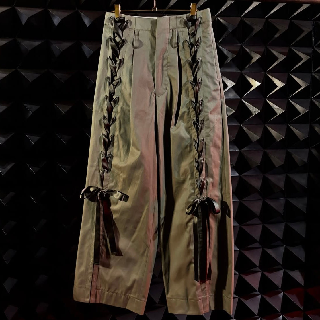 【BASE MARK 26AW,】Lace up Chino Wide Pants / KHAKI