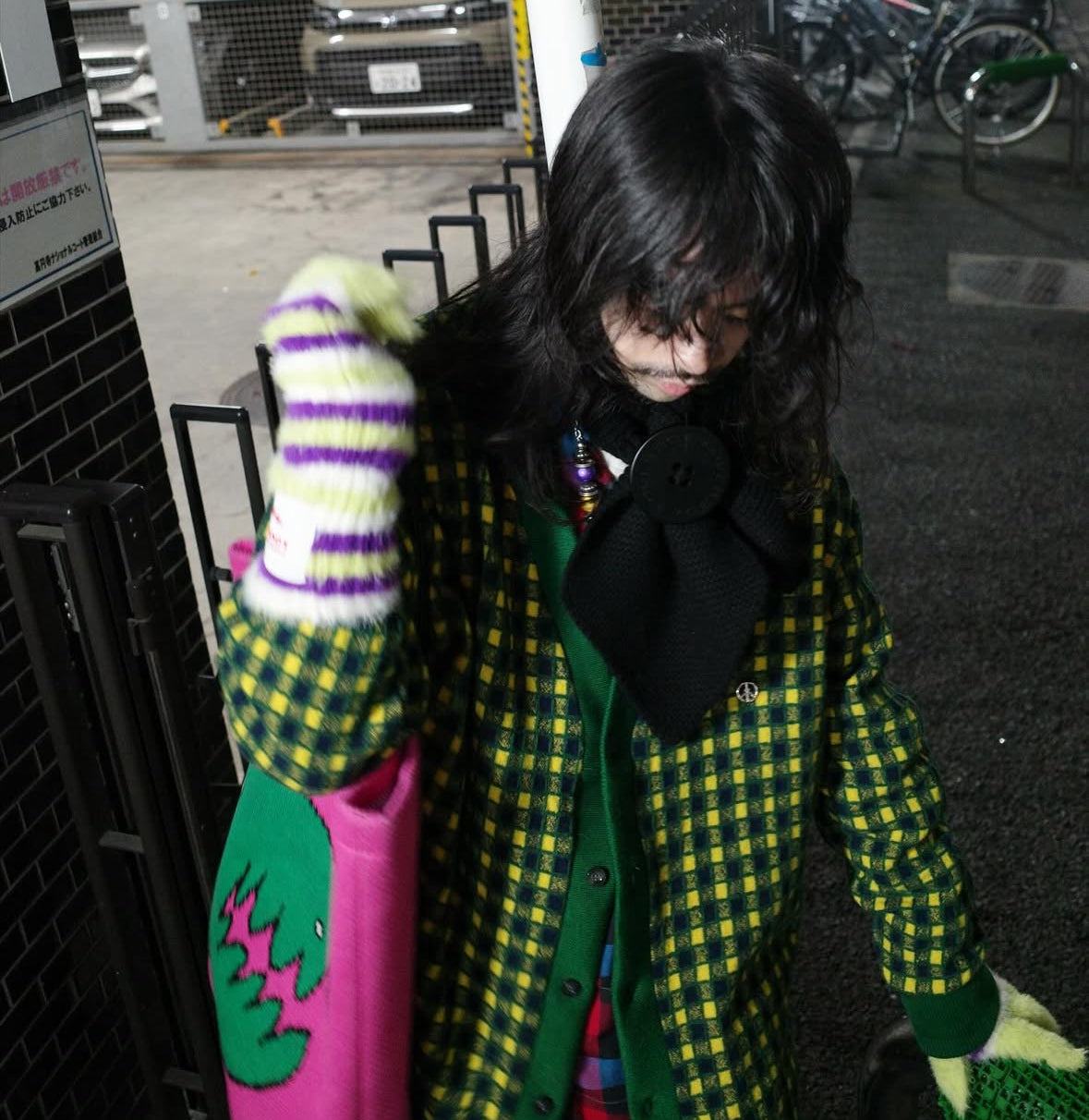 【TENDER PERSON 25AW,】CHECK CARDIGAN / GREEN