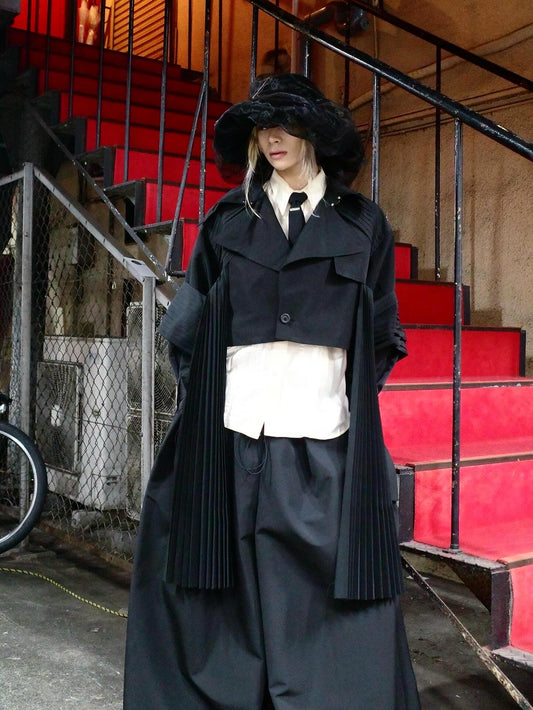 【SEIVSON  25AW,】Wide Silhouette Design Pants/Black