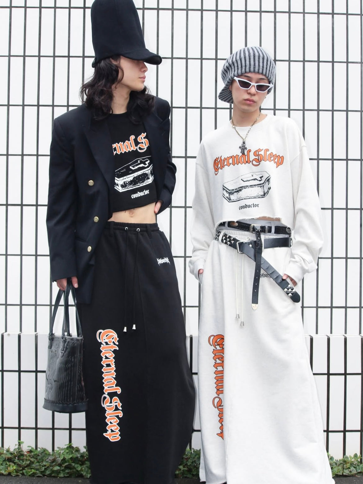 【el conductorH 26AW,】COTTON JERSEY CROPPED SWEATER SET(LONG SKIRT) / BLACK
