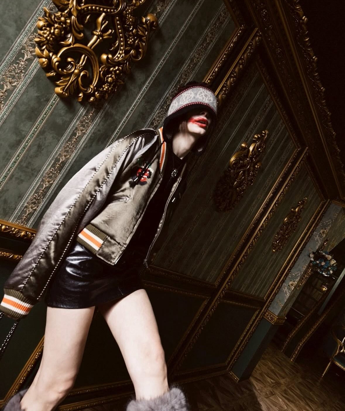 【el conductorH 25AW,】CROPPED YAMA KING EMBROIDERED SOUVENIR JKT