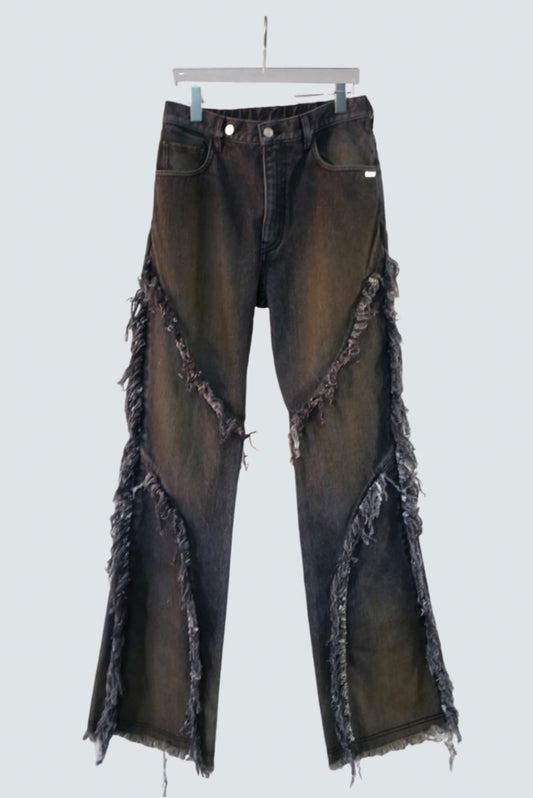 【MIKAGE SHIN 26aw,】Oil Washed Fringe Denim