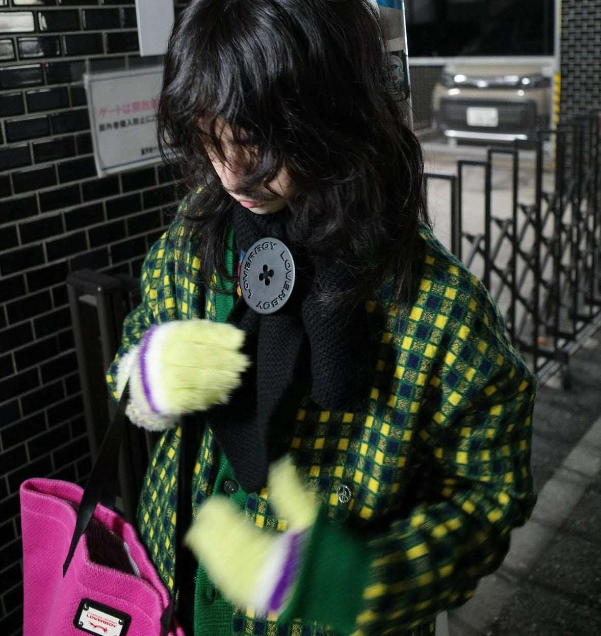 【TENDER PERSON 25AW,】CHECK CARDIGAN / GREEN