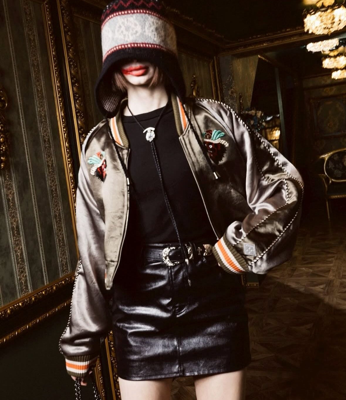 【el conductorH 25AW,】CROPPED YAMA KING EMBROIDERED SOUVENIR JKT