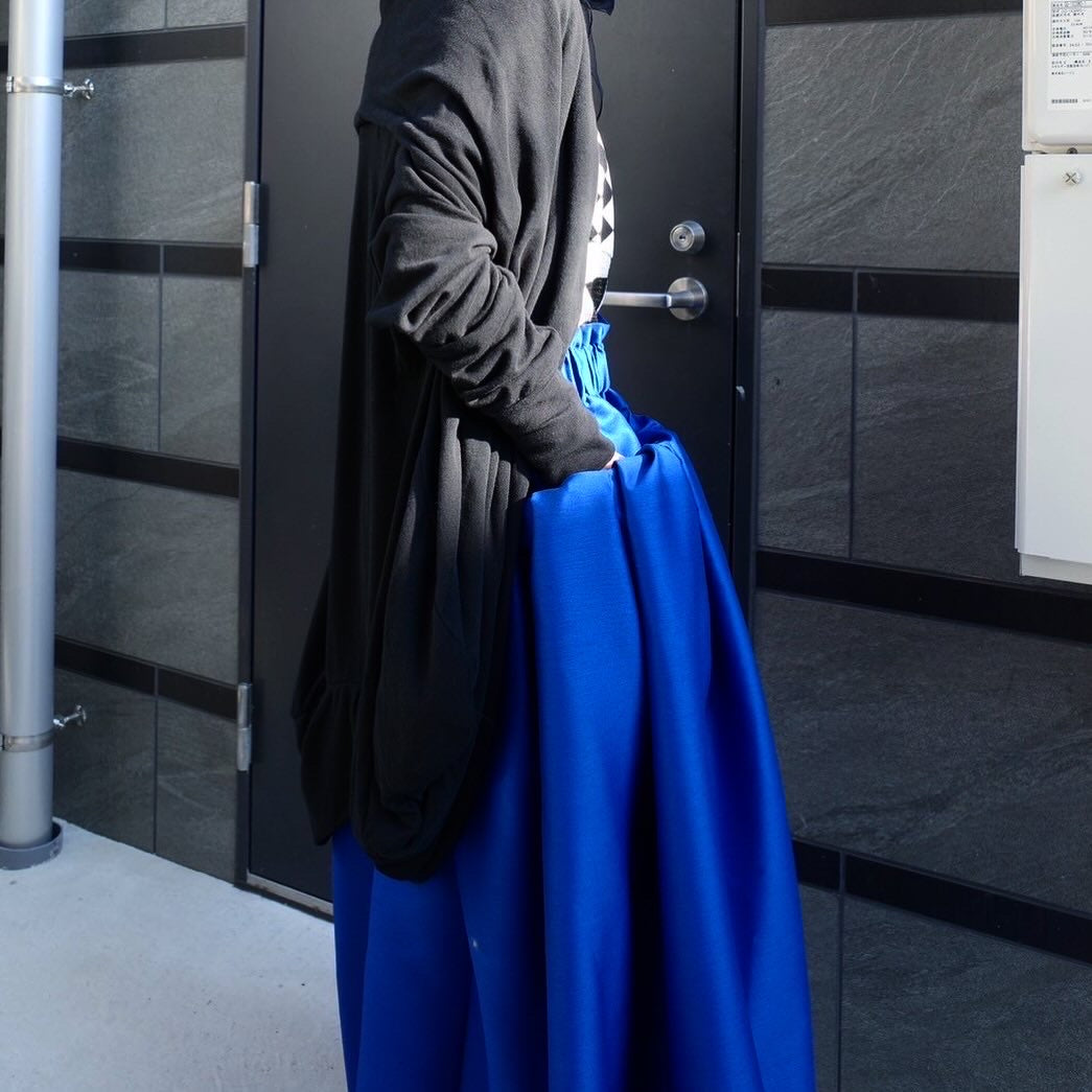 DIVKA “BASICS” Silk Wool Twill Long Skirt