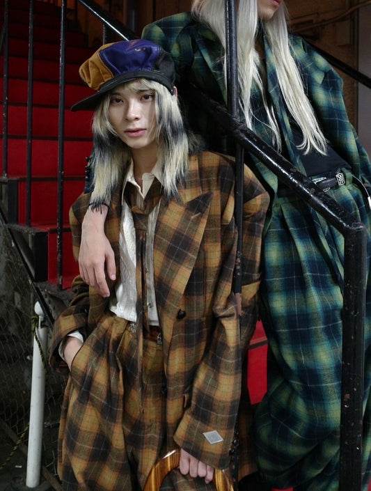 【el conductorH 25AW,】 FLANNEL CHECK COWBOY DOUBLE BREASTED JKT & FLANNEL CHECK COWBOY WIDE TROUSERS