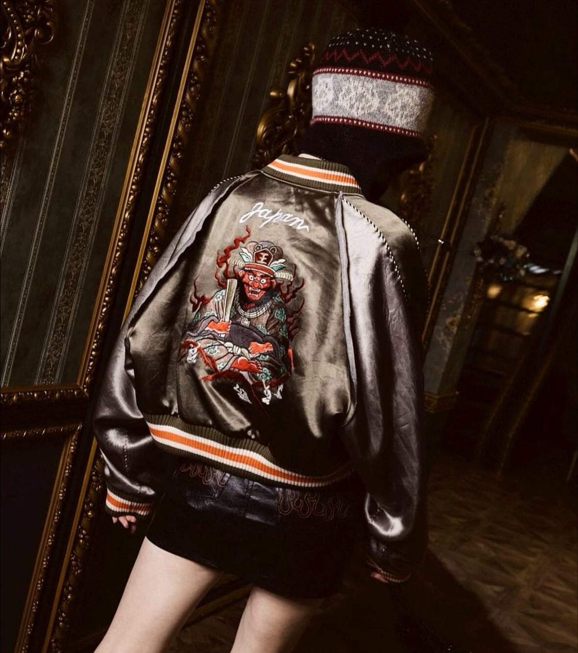 【el conductorH 25AW,】CROPPED YAMA KING EMBROIDERED SOUVENIR JKT