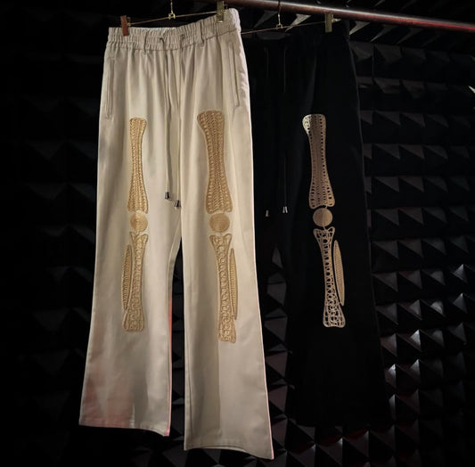 【el conductorH 26SS,】CORD EMBROIDERED COTTON TROUSERS “BONES