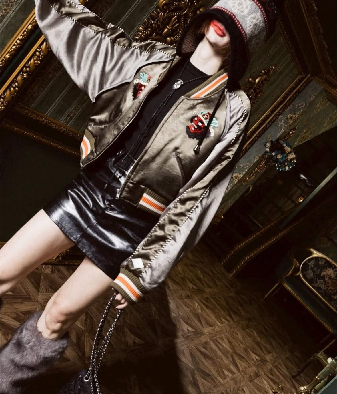 el conductorH 25AW,】CROPPED YAMA KING EMBROIDERED SOUVENIR JKT – 彼岸