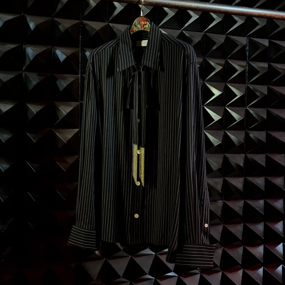 【BED j.w. FORD 26AW,】Stripe Ribbon Tie Shirt
