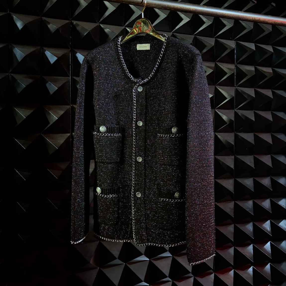 【BED j.w. FORD 26AW,】Chain-Knit Cardigan / BLACK