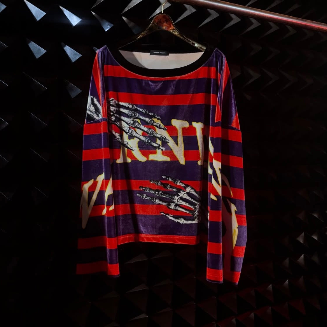 【TENDER PERSON 26AW,】VELOUR BORDER WIDE PULLOVER / RED