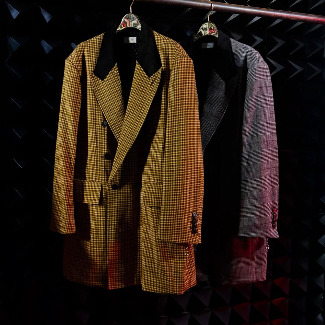 【BED j.w. FORD 26AW,】Checked Wool Coat / Sepia