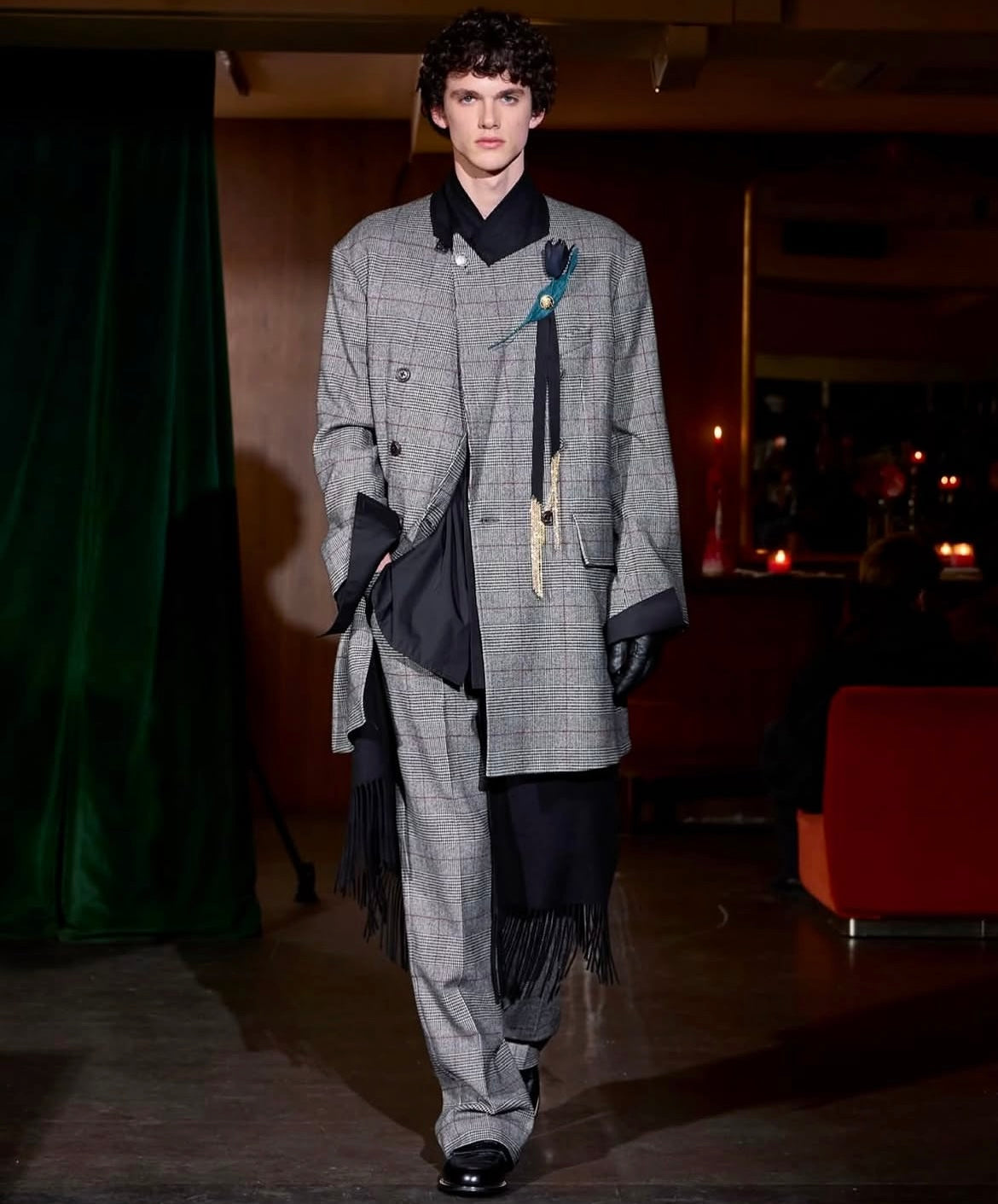 【BED j.w. FORD 26AW,】Checked Wool Coat / Gray