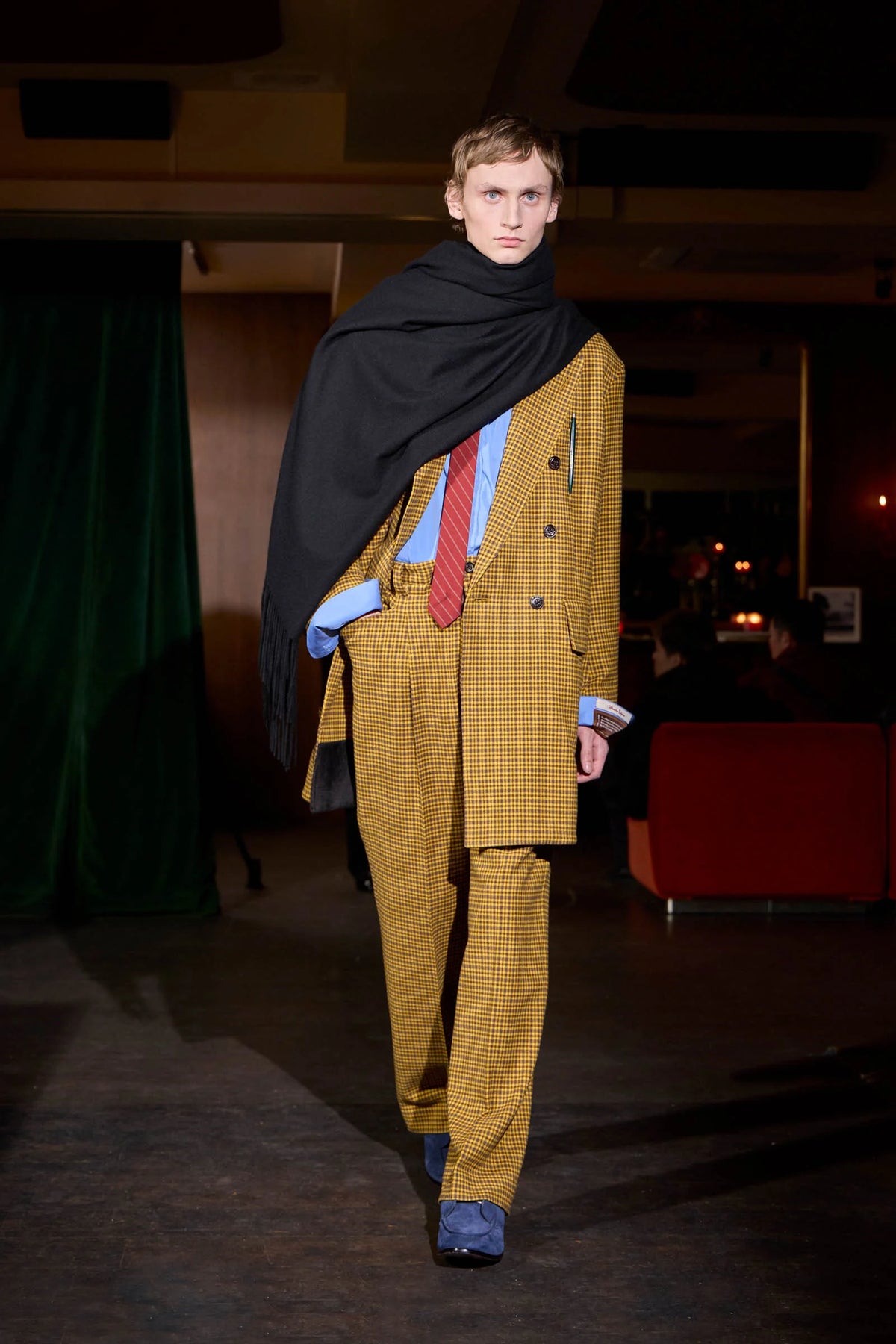 【BED j.w. FORD 26AW,】Checked Wool Coat / Sepia